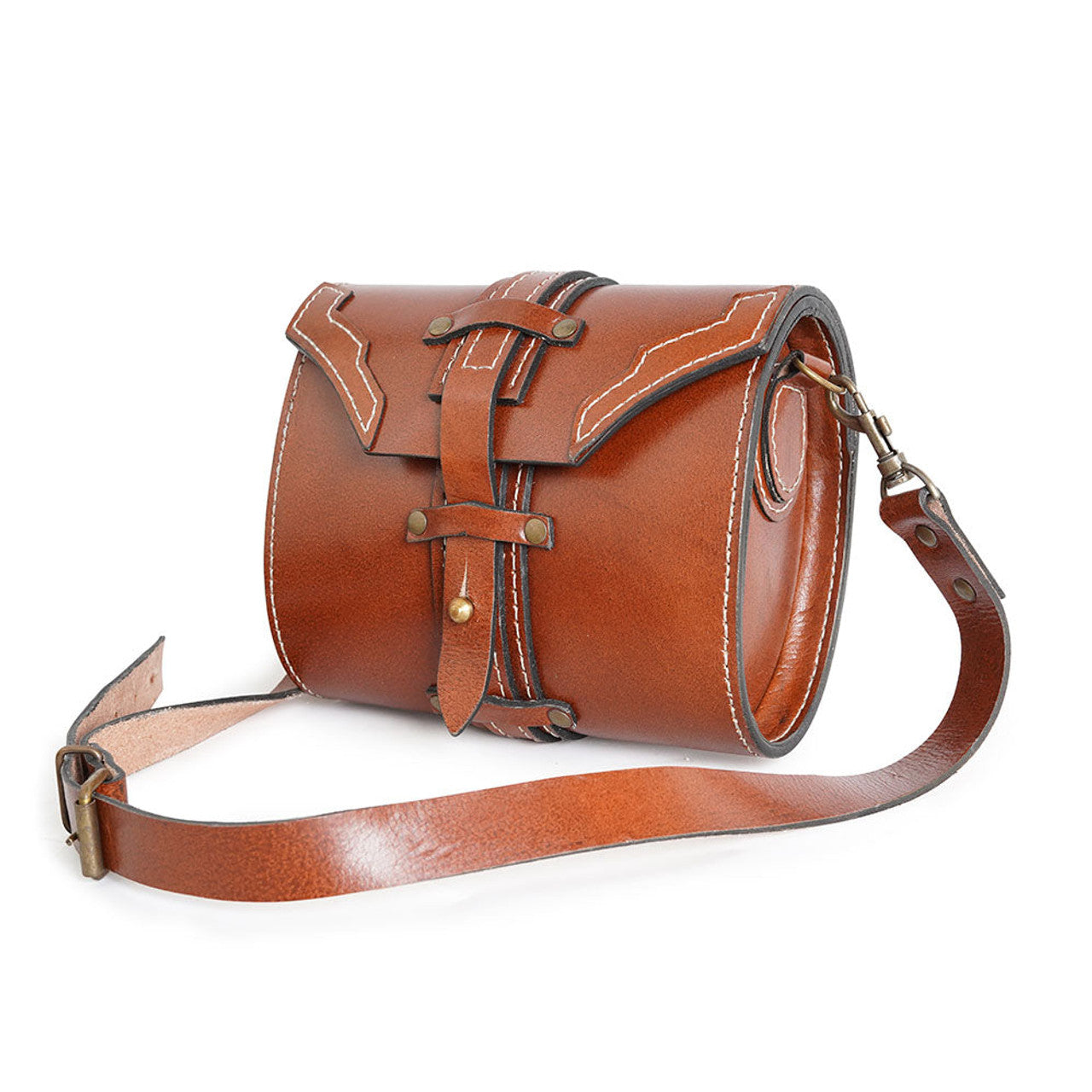 Leather Vintage Shoulder Bag With Adjustable Shoulder Strap