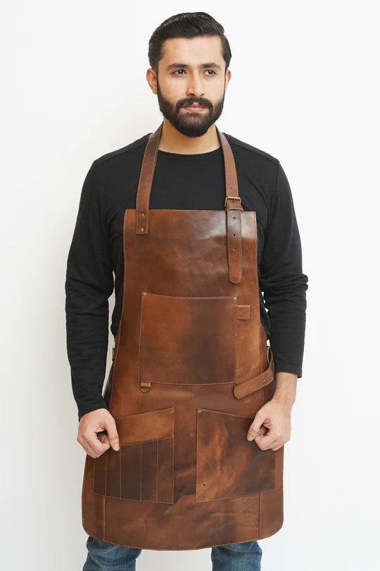leather apron, handmade leather apron, leather woodworking apron