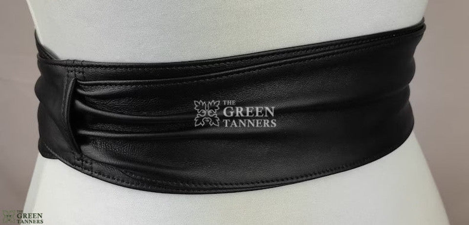 belt,wrap b elt,leather wrap belt, obi belt,leather obi belt,handcrafted belt,black leather wrap belt
