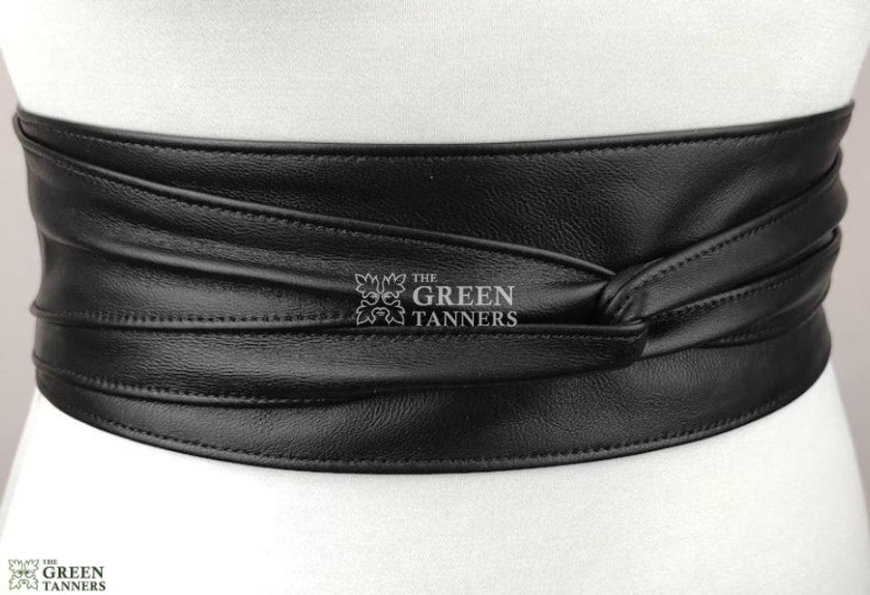 belt,wrap b elt,leather wrap belt, obi belt,leather obi belt,handcrafted belt,black leather wrap belt