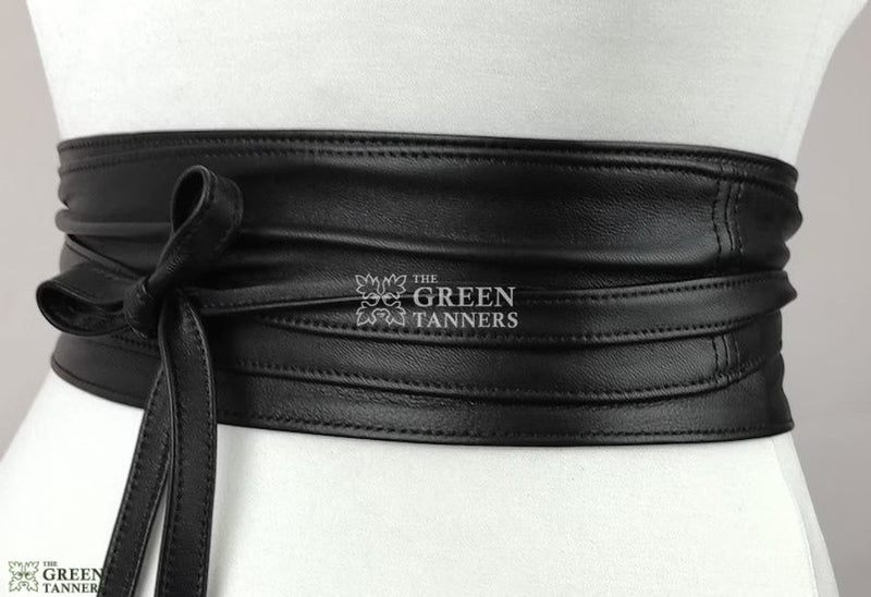 Leather Waist Belt, belt, corset belt, leather wrap belt, obi belt, leather obi belt, handcrafted belt, black leather corset belt