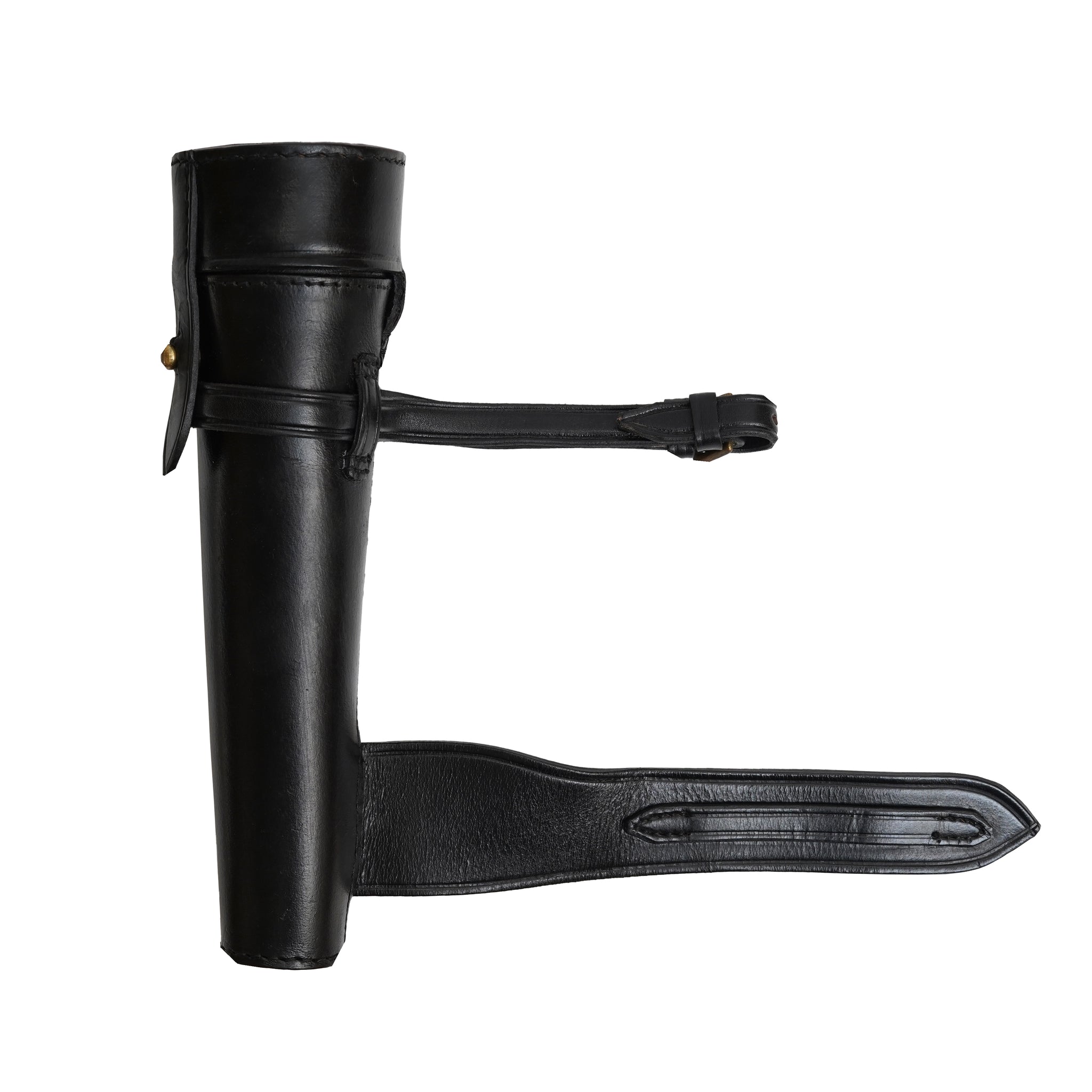 Genuine Black Leather Hunting Flask Case For Saddle