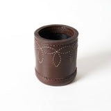 dice cup,cup,leather dice cup,brown dice cup,leather brwon cup