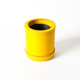 dice cup,leather dice cup,yellow dice cup,yellow leather dice cup