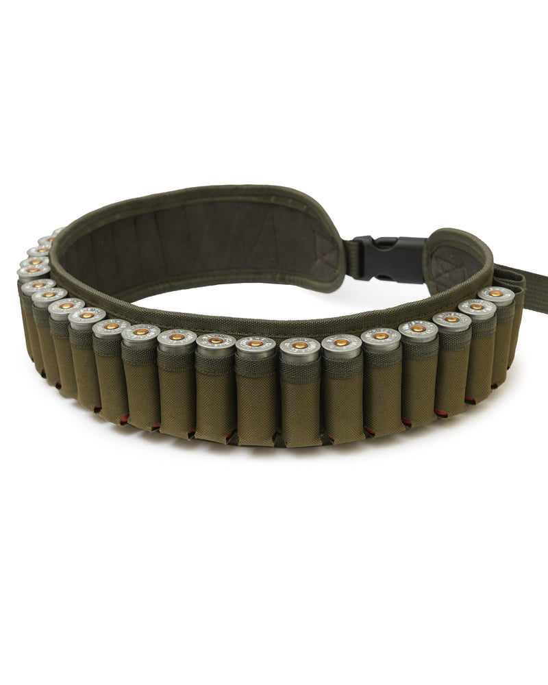 belt, shell holder, shooting shell holder, canvas belt, olive shell holder, shotgun shell holder