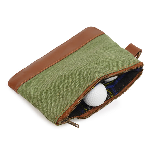 leather bag, leather golf bag, storage bag, golf ball bag, golf accessory bag, authantic golf bag, golf ball holder