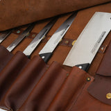 tool bag, knife rolls, leather tool bag, chef knife roll, brown tool bag, grade knife roll, leather knife roll