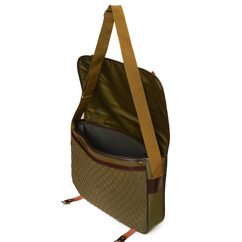 leather bag, leather canvas bag, canvas satchel bag, bag with game pocket, satchel bag, leather satchel bag