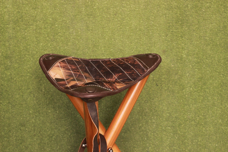 Leather Hunting Stool, hunting tool, foldable stool, wooden stool, tripod hunting stool, Leather Camping Stool