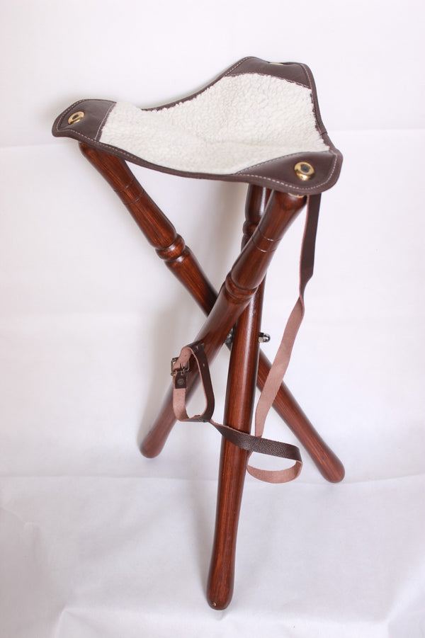 leather camping stool, leather stool, shooting stick, hunting stick, leather shooting stick, Tripod Camping Stool