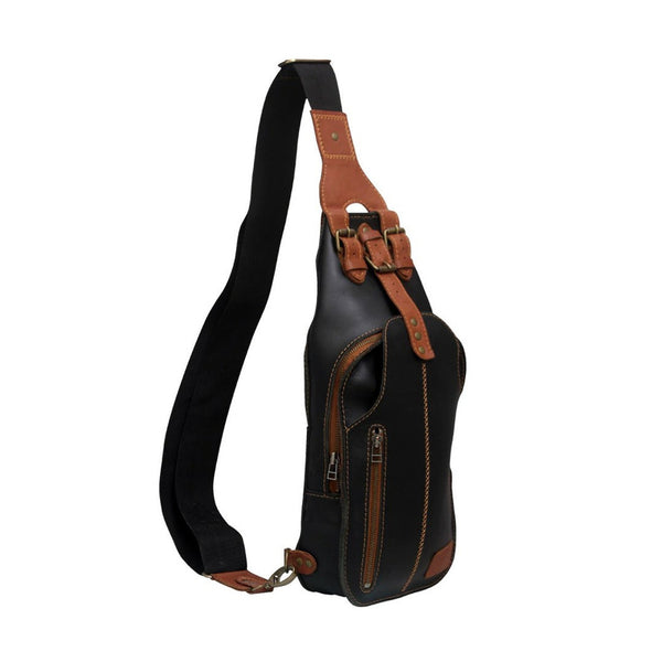 Authentic Black Leather Men s Sling Bag Miajee s