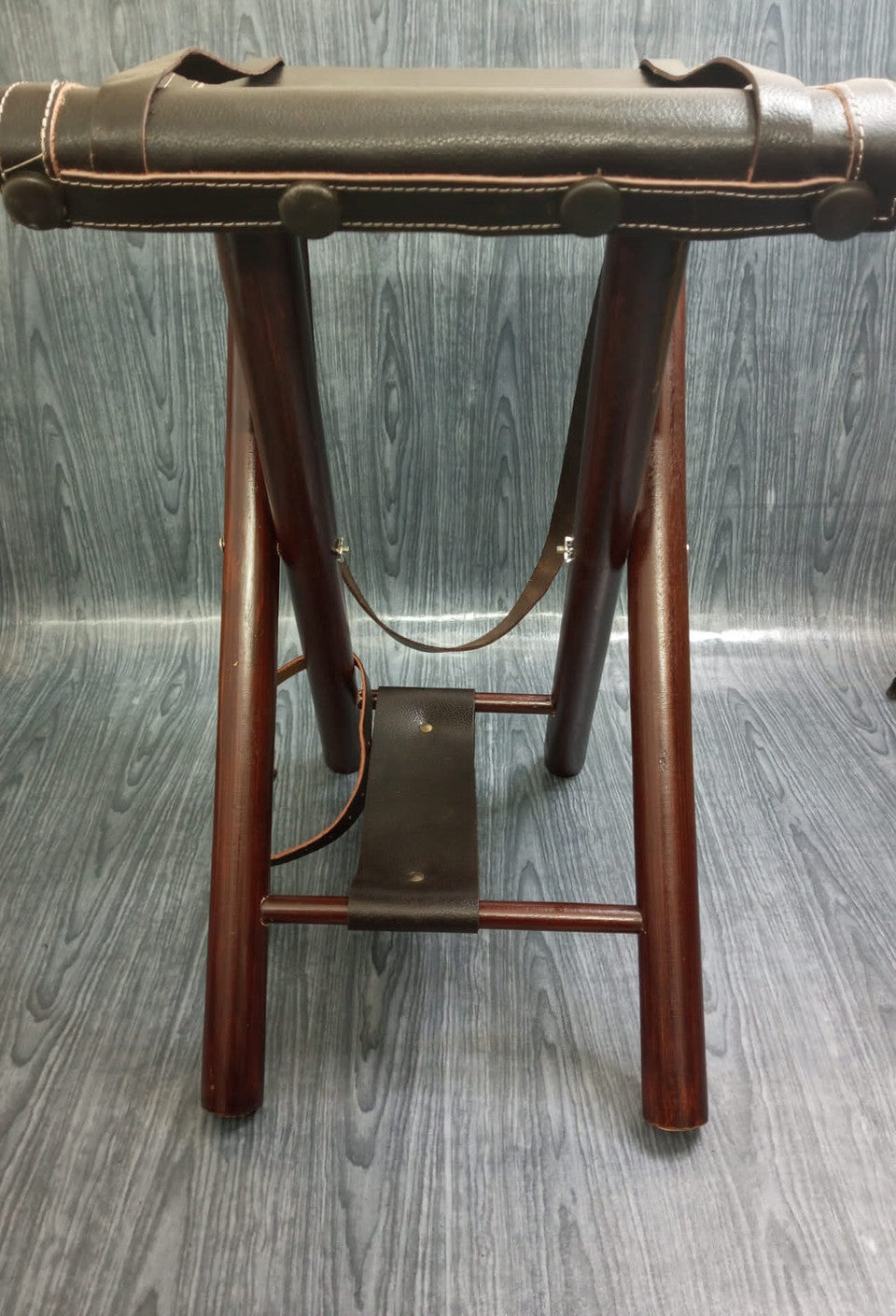 folding stool, leather folding stool, camping folding stool, leather stool, 