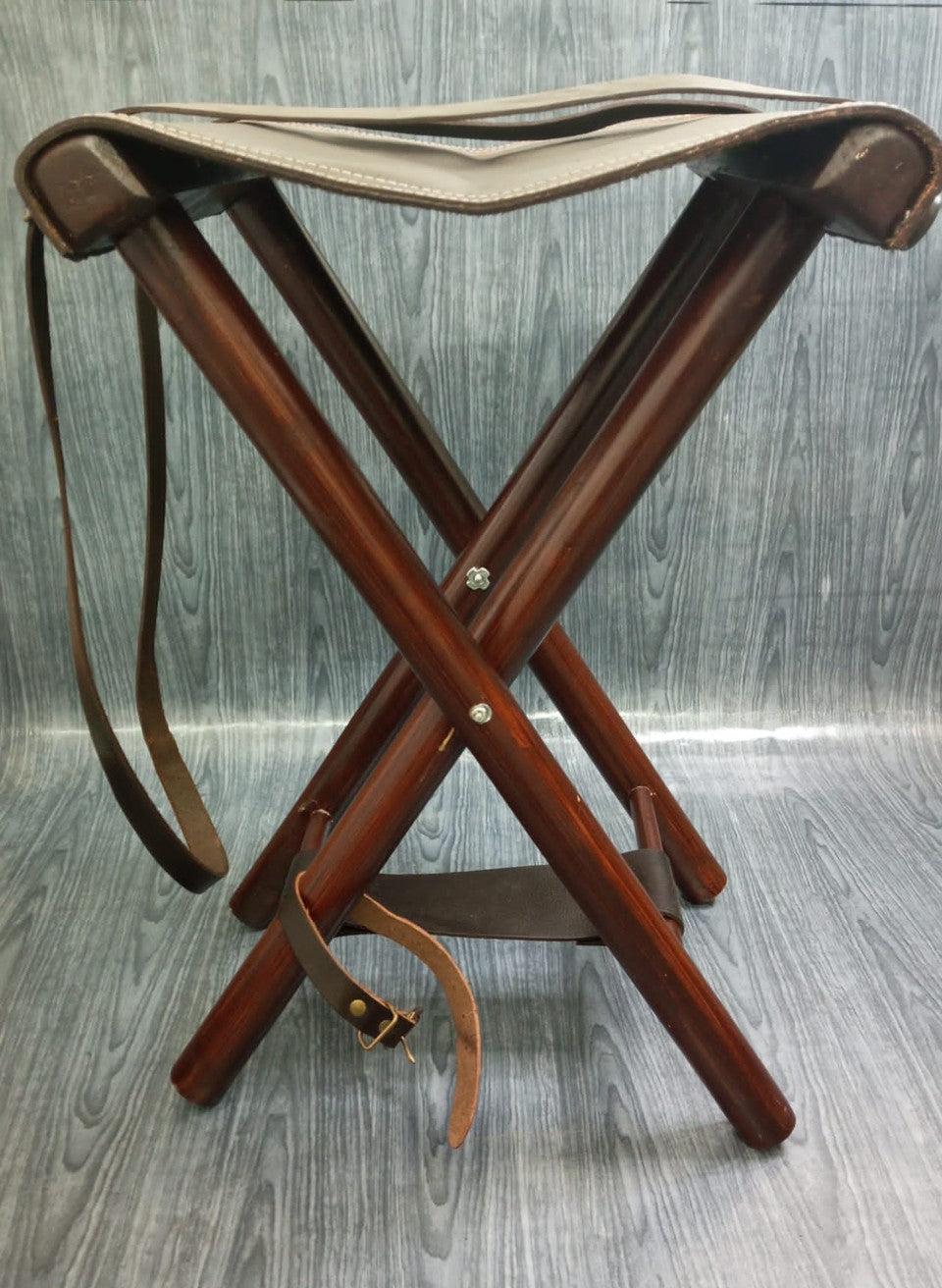 folding stool, leather folding stool, camping folding stool, leather stool, 