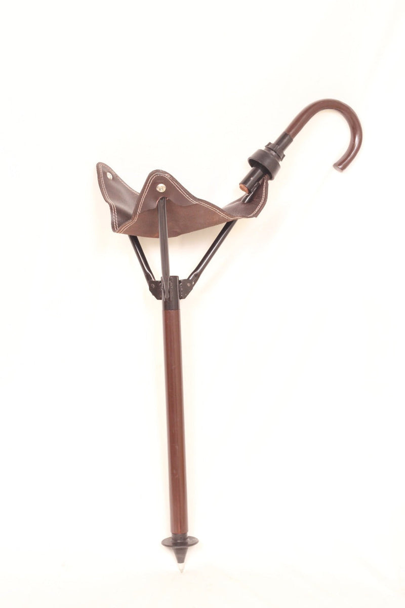 leather camping stool, leather stool, shooting stick, hunting stick, leather shooting stick