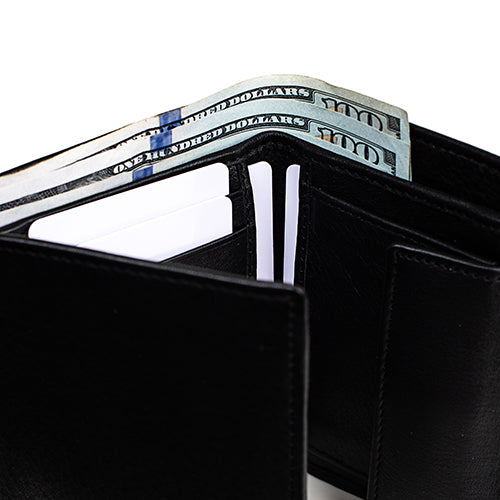 minimalist trifold wallet, trifold wallet with coin pocket