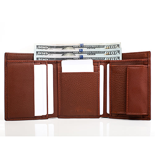 minimalist trifold wallet, trifold wallet with coin pocket