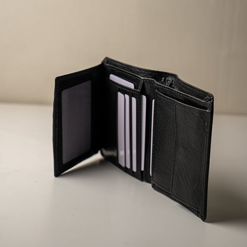 Leather Trifold Wallet With Coin Pocket