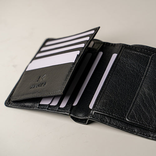 Minimalist Trifold Wallet With Coin Pocket Leather