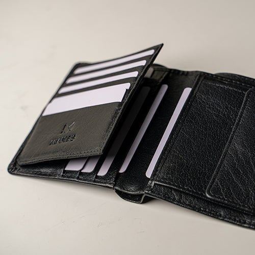 Leather Trifold Wallet With Coin Pocket